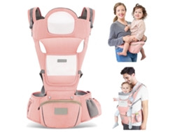 Portabebés multifuncional transpirable con asiento de cadera para bebés de 0 a 36 meses, rosa Digitallab
