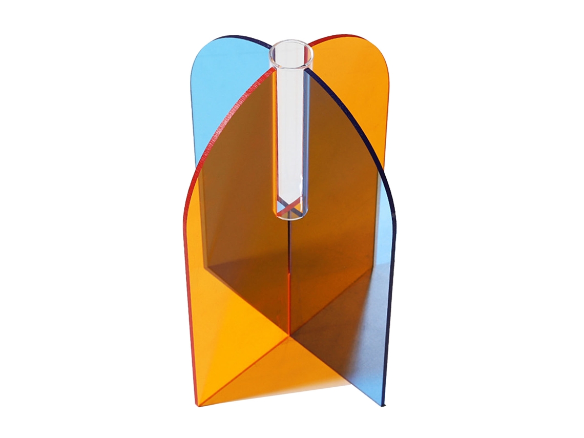 Baok - Maceta acrílica geométrica minimalista moderna, fácil de limpiar, para sala de estar, 20x15x2cm, naranja y azul