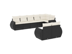 Maison Exclusive - Set De Sofás De Jardín 8 Piezas Y Cojines Ratán Sintético Negro