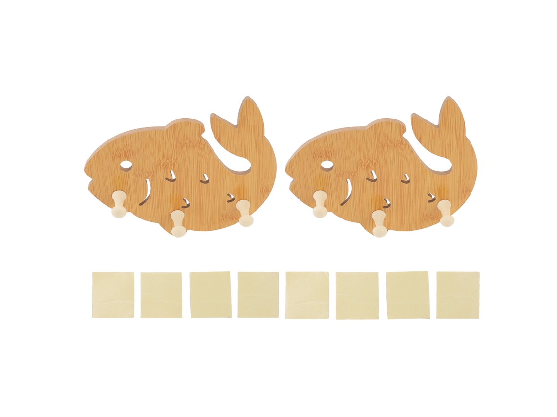 2 Ganchos De Pared De Madera Con Forma De Pez Para Colgar Toallas Y Ropa, Baño