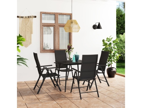 Conjunto 5 de comedor para jardín VIDAXL negro