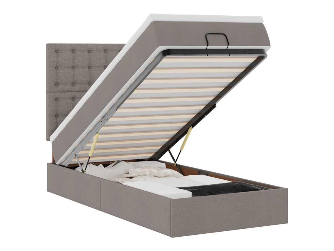 Maison Exclusive - Cama Otomana Con Colchón Y Luces Led Tela Gris Taupé 90x200 Cm