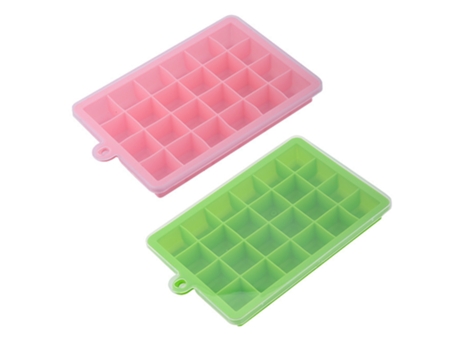 Paquete de 2 bandejas de silicona para cubitos de hielo con tapas juego de moldes para cubitos de hielo de fácil liberación para whisky (24 rejilla...