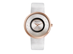 Reloj De Pulsera Analógico Rebirth Para Mujer, Resistente Al Agua, Con Movimiento De Cuarzo Y Esfera Redonda Blanca.