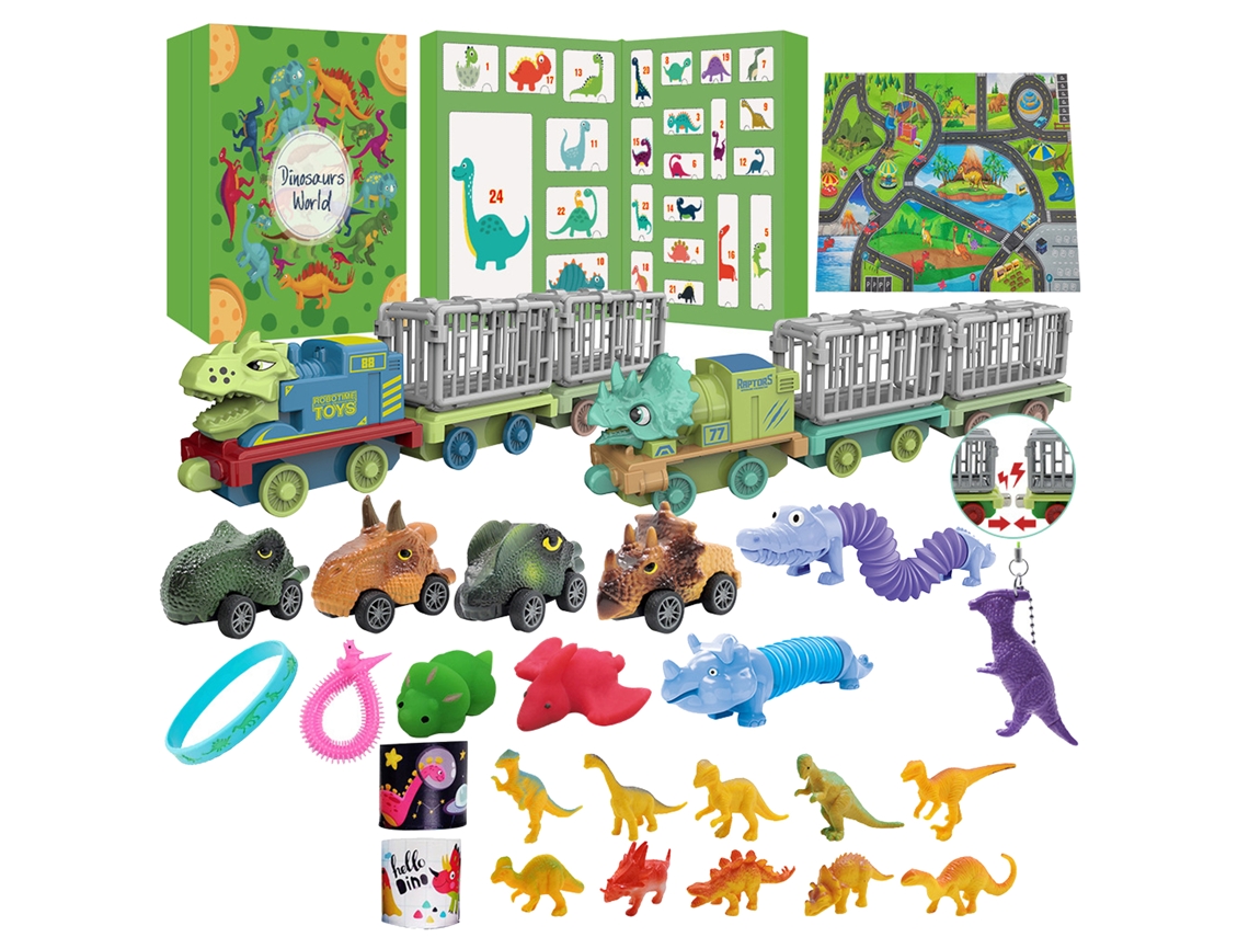 2026-calendario De Dinosaurios De Plástico Verde Seguro De Navidad Para Juguete