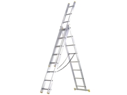 Escalera aluminio 3 tramos 7+7+7 peldaños.plegable, telescópica, antideslizante, resistente.