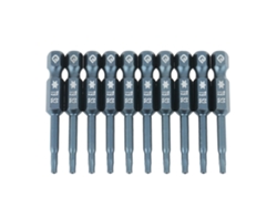 Kit De 10 Puntas De Destornillador Magnéticas En Forma De Estrella T9 De 50 Mm (1/4") Hexagonales S2