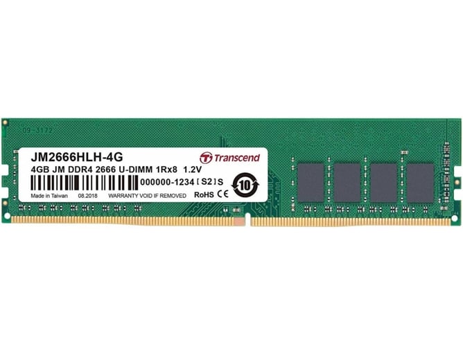 Memoria RAM DDR4 TRANSCEND JM2666HLH-4G (1 x 4 GB - 2666 MHz - CL 19)