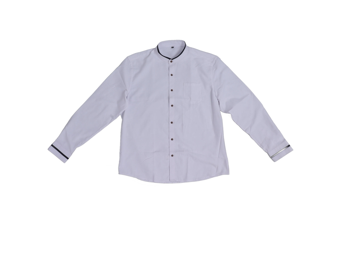 Camisa De Manga Larga Con Cuello Alto, Bolsillo Delantero Y Botones Para Hombre, Azul Oscuro, Xxl