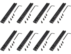 8 Rieles Picatinny/de 14 Cm Con 13 Ranuras, Color Negro.