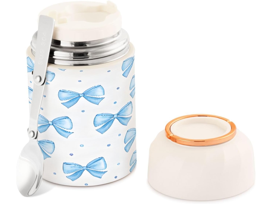 Tarro Térmico Bows De Acero Inoxidable Sin Bpa Con Boca Ancha Para Sopas Y Almuerzos, Incluye Cuchara 500 M...
