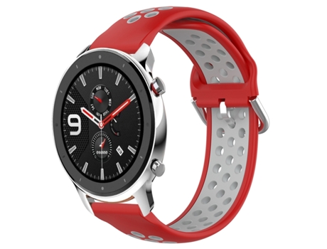 Correa Smartwatch para Amazfit GTR 4 22mm Sport Silicona Perforada Transpirable (Rojo + Gris)