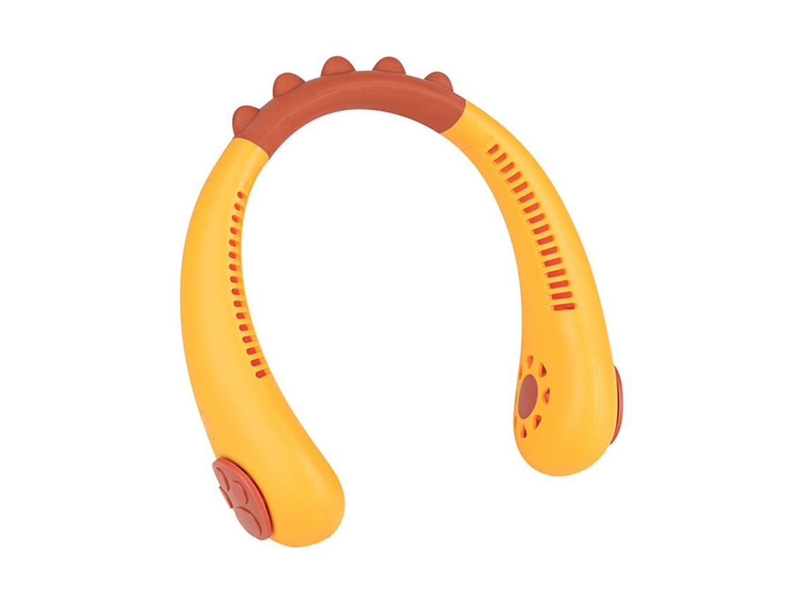 Ventilador de cuello portátil para niños con diseño de dibujos animados y conexión USB.