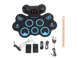 Batería Electrónica Con 9 Pads De Batería Y Dos Altavoces, Batería Enrollable Portátil Con Bluetooth Para Niños, Enchufe De La Ue De 100 A 240 V