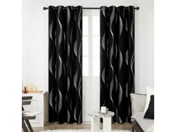 KOFIHETY Juego de 2 Cortinas para Comedor Cocina Dormitorio con Ojales 132x244cm Negro de Halloween Diseño de Líneas Térmico Blackout Plata