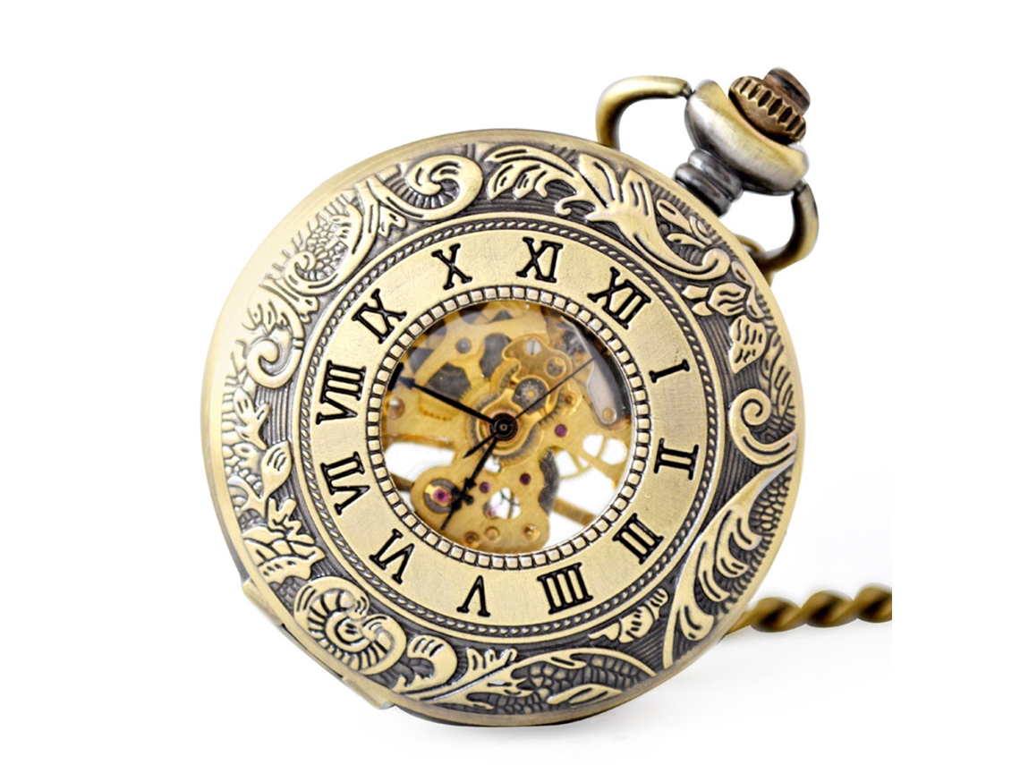 Reloj De Bolsillo Mecánico Estilo Romano Vintage Unisex Bronce