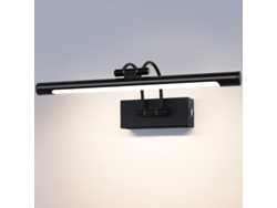 Aplique De Pared Para Baño Con Espejo, 40 Cm, 9 W, Regulable, 3 Temperaturas De Color, Negro.
