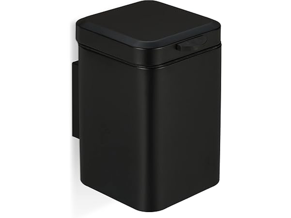 Papelera De Baño Mural, 3 Litros, Con Tapa, Cubo Interior Extraíble, Color Negro, Limpieza Profunda, Para Uso Doméstico.