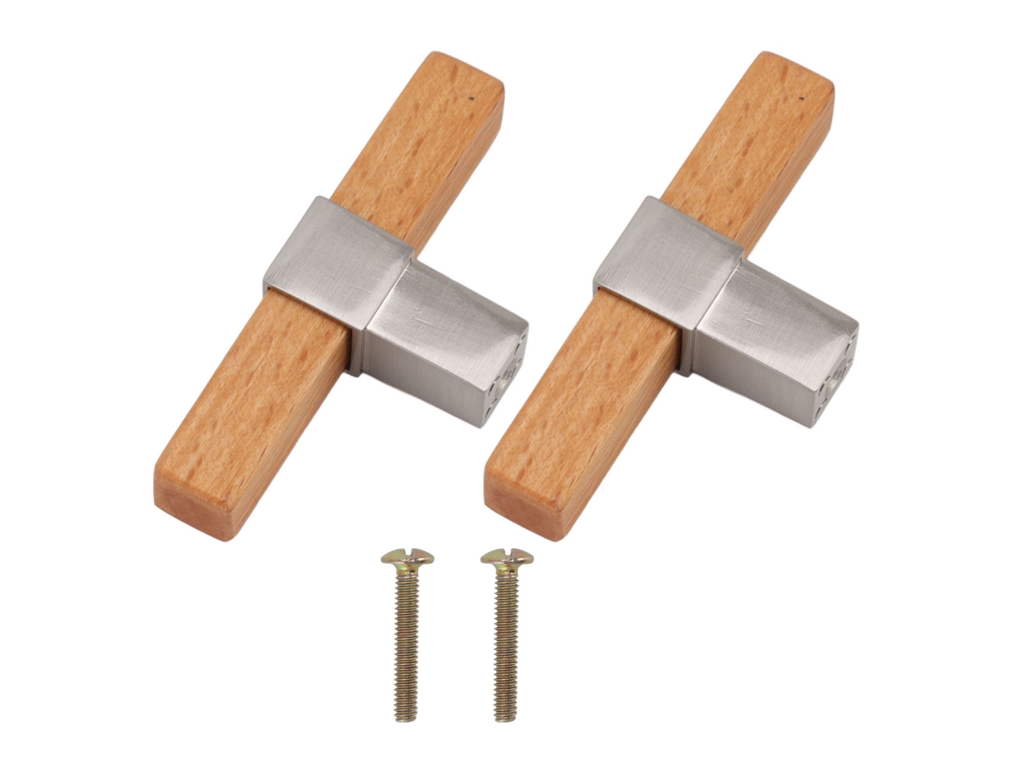 2 Tiradores De Madera Y Aleación De Zinc Con Tornillos Para Cajones De Cocina.