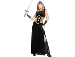 Disfraz de Guerrera Medieval negro con capucha para mujer