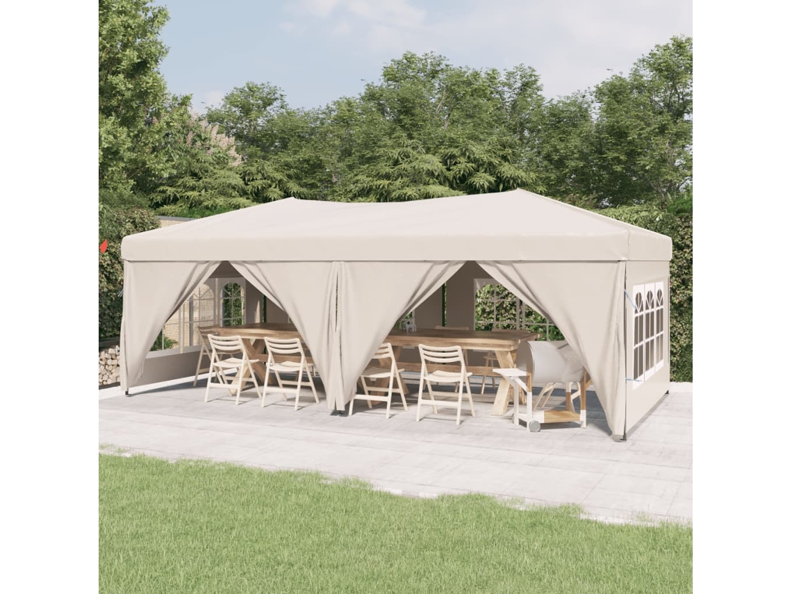 Carpa plegable para fiestas con paredes laterales 3x6 m Crema Dkd Home Decor