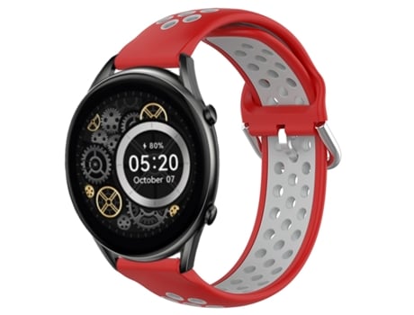 Correa de reloj inteligente para Xiaomi Haylou RT2 LS10 22 mm Correa de reloj deportivo transpirable perforada de silicona (rojo + gris)