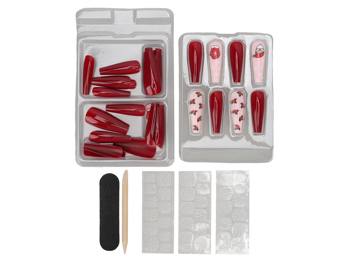30 Uñas Postizas Navideñas Autoadhesivas Con Aplicación Completa Para Mujeres Y Niñas Tipo 2