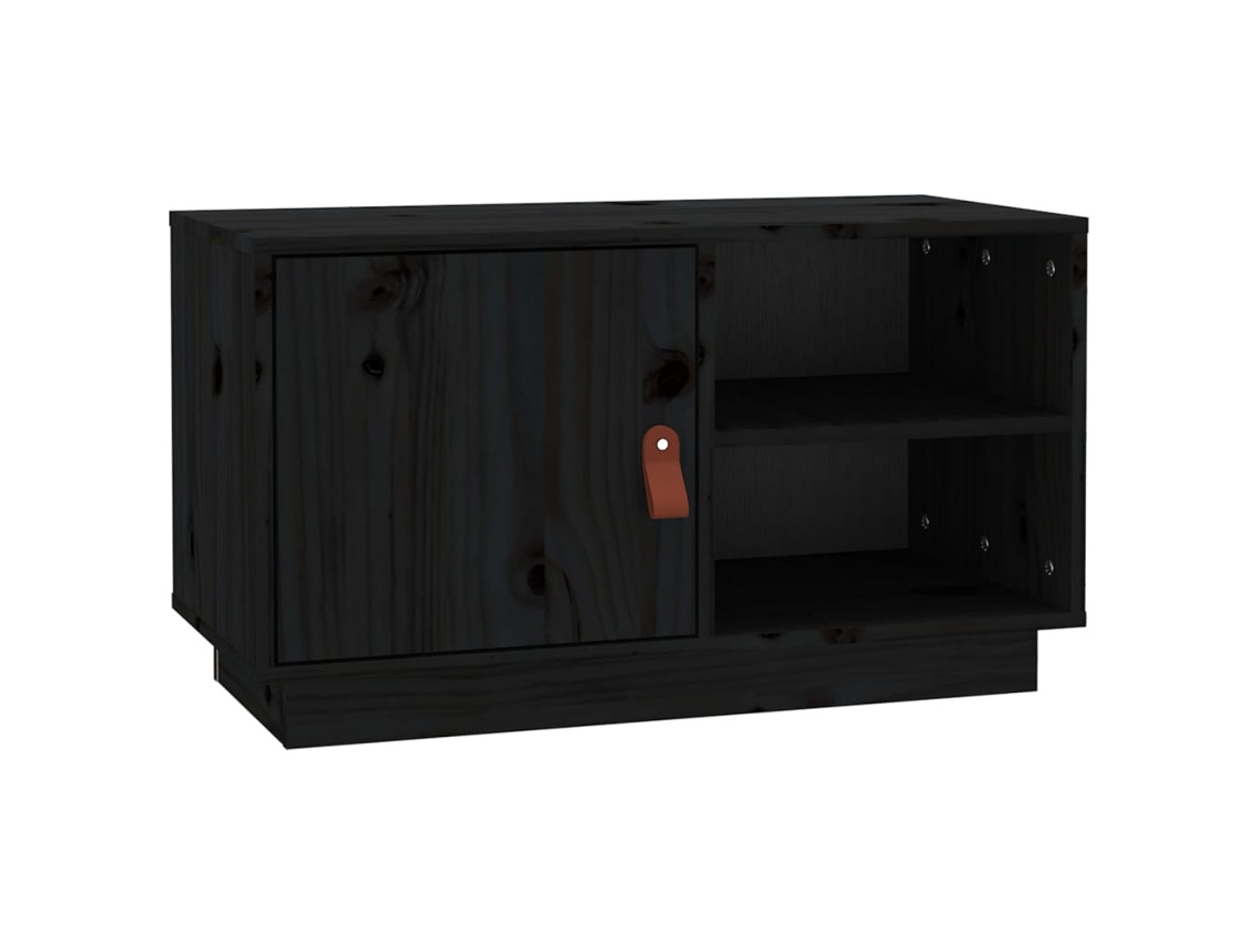 Mueble de Armario Tv 70X34X40 Cm Madera de Pino Maciza Negro