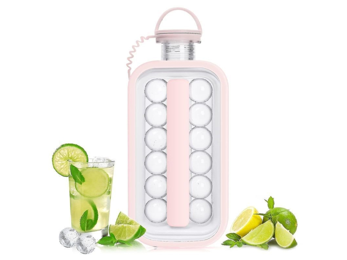 2026-mold De Hielo Redondo Reutilizable De Silicona 2 En 1 Portátil Tritan Blanco Rosa Gris