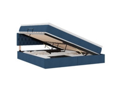 Syfax™ Cama De Almacenamiento Led Con Colchón Azul 180 X 200 Cm Tela