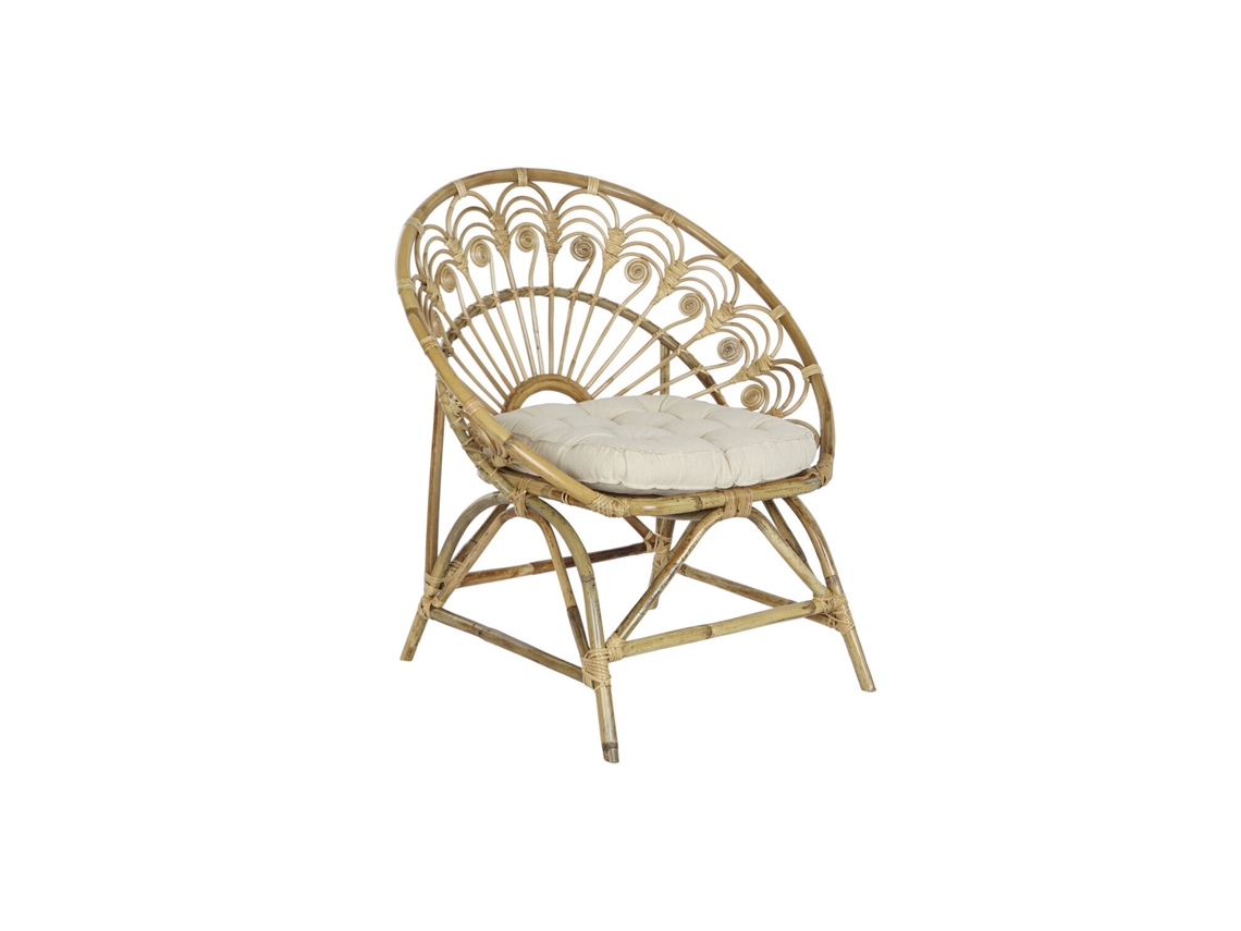 Sillon Ratán Algodon Con Cojin Natural 84x70x90cm