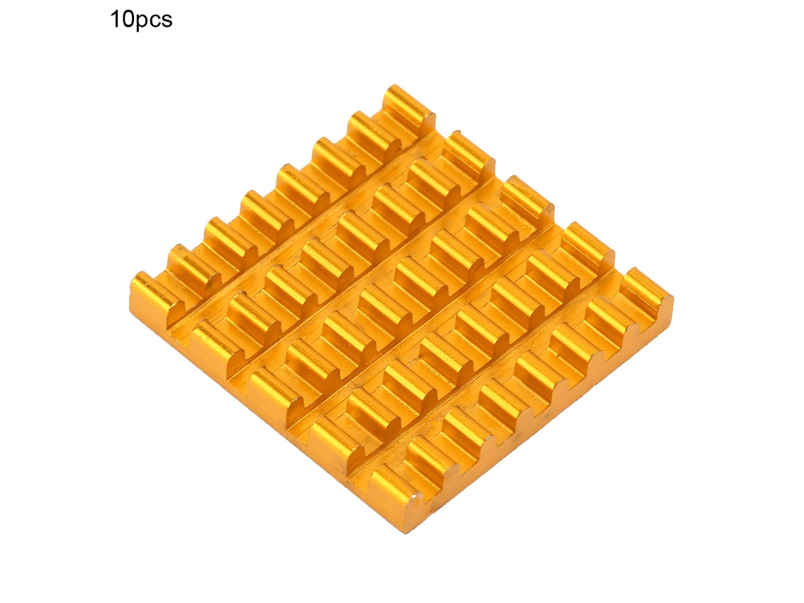 10 Piezas Radiador De Calor De Aluminio Dorado Cooler Heat Sink Chip Cooling Fin 02 P2203-go