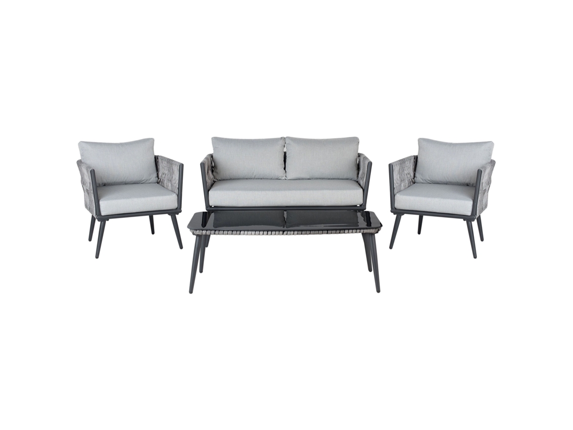 Conjunto de jardín en ratán gris/negro BELIANI Preveza