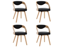 Maison Exclusive - Sillas De Comedor 4 Uds Madera Curvada Cuero Sintético Negro