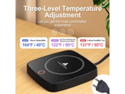 Calentador de tazas Digitallab con temperatura ajustable y temperatura constante de 55 grados (negro)