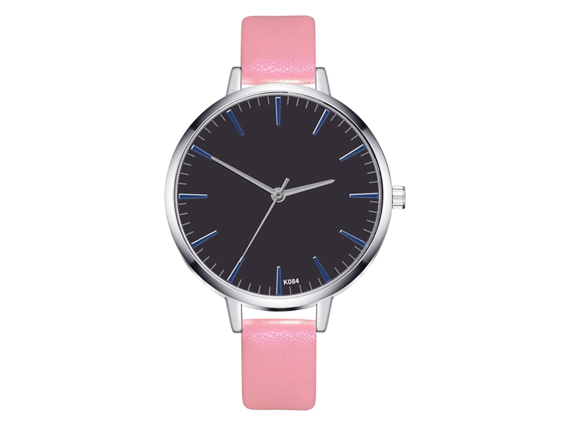 Reloj De Pulsera Informal Para Mujer Con Correa De Pu, Esfera Redonda, Cuarzo Rosa.