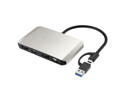 Estación de acoplamiento Yizhood USB 3.0/USB C a DisplayPort/HDMI Adaptador de vídeo dual 5K60Hz Blanco