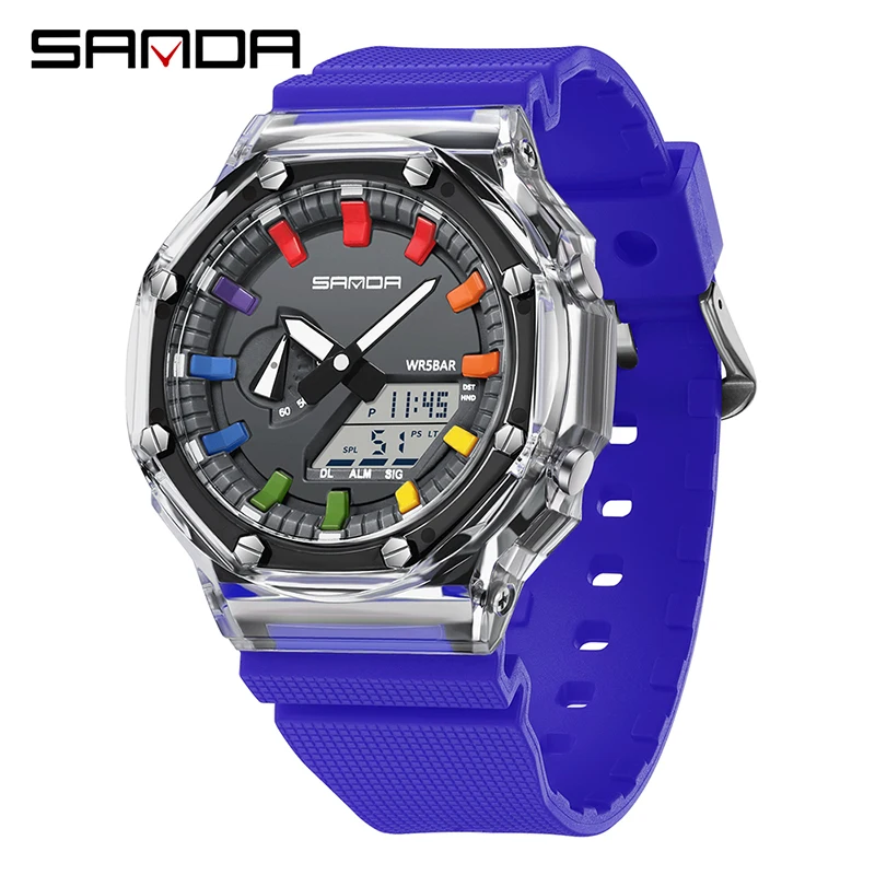 Reloj De Hombre (azul) – Reloj De Cuarzo Resistente Al Agua Con Temporizador De Cuenta Regresiva, Cronómetro, Luz Led Y Alarma