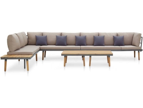 Conjunto de sofá de jardín VIDAXL Marrón Madera