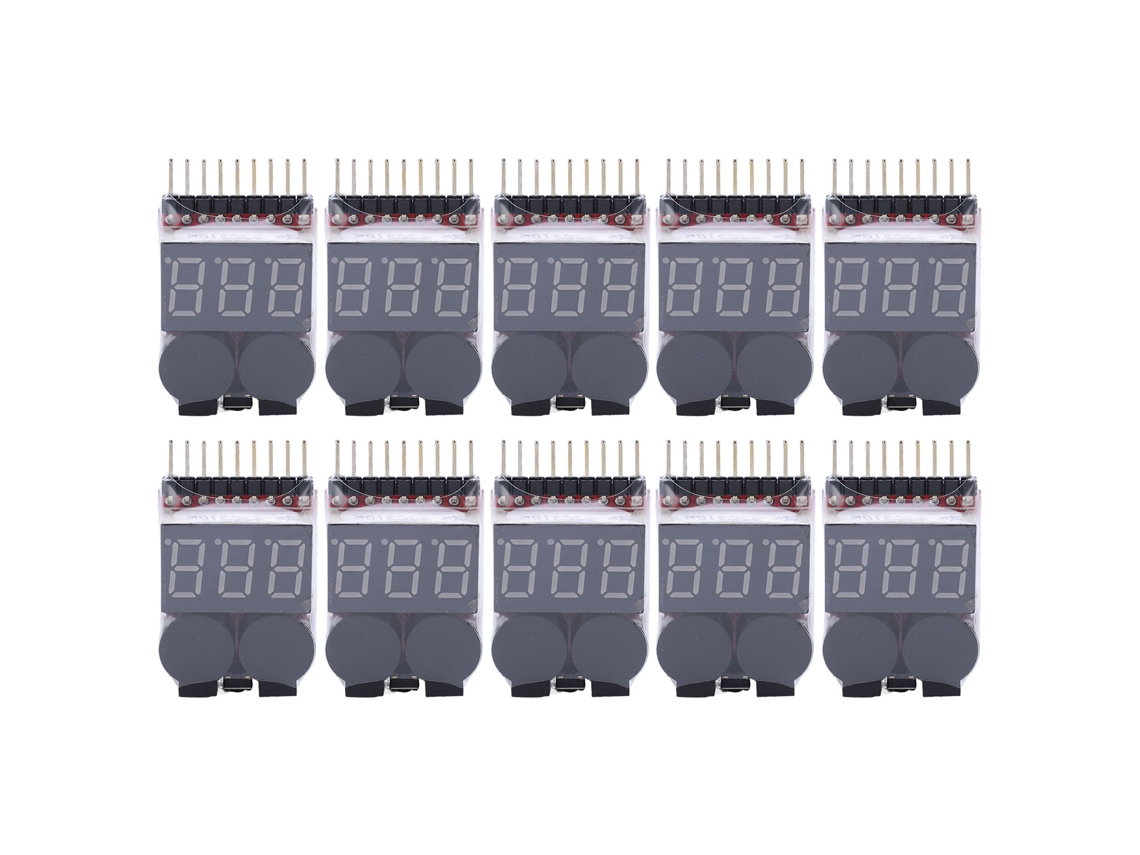 Kit De 10 Probadores De Voltaje De Baterías Lipo Con Pantalla Digital, 1-8s, Alarma De Bajo Voltaje Y Zumbador.