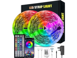 2026-10370-luces Led De 20m Bluetooth Rgb Con Control Remoto 44 Teclas, Sincronización Musical, Cortables Y Temporizador Inteligente