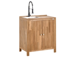 Cocina de jardín Beliani Venous de madera de acacia marrón 80x50x133