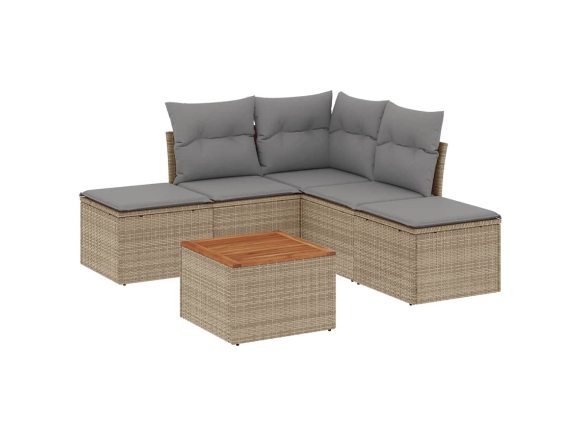 Maison Exclusive - Juego De Sofás Jardín Con Cojines Beige Mezcla 6 Pzas Ratán Pe
