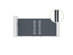 Puerta corredera 3,5m SUNNY H.160cm aluminio gris 2 postes 20x20cm H.190cm CASANOOV