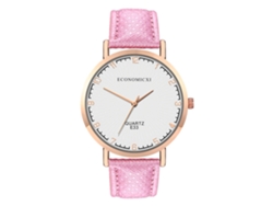 Reloj De Pulsera Unisex De Cuarzo Con Correa De Pu Y Esfera Redonda (rosa)
