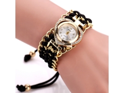 Reloj De Pulsera Para Mujer Con Brazalete De Corazón Con Diamantes De Imitación, Movimiento De Cuarzo, Analógico, Negro.