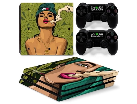 Skin para Consola y Controladores de PS4 Pro Cannabis Color STEALTH GAMER