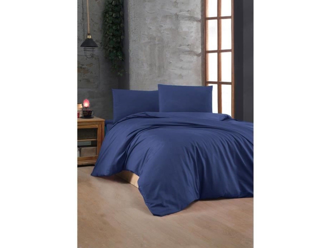 Juego De Cama - Funda Nórdica 220 X 240 + 2 Fundas De Almohada 60 X 60 De Algodón Reforzado - Azul