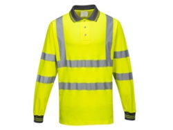 Polo de algodón cómodo naranja, manga larga, alta visibilidad / XXL
