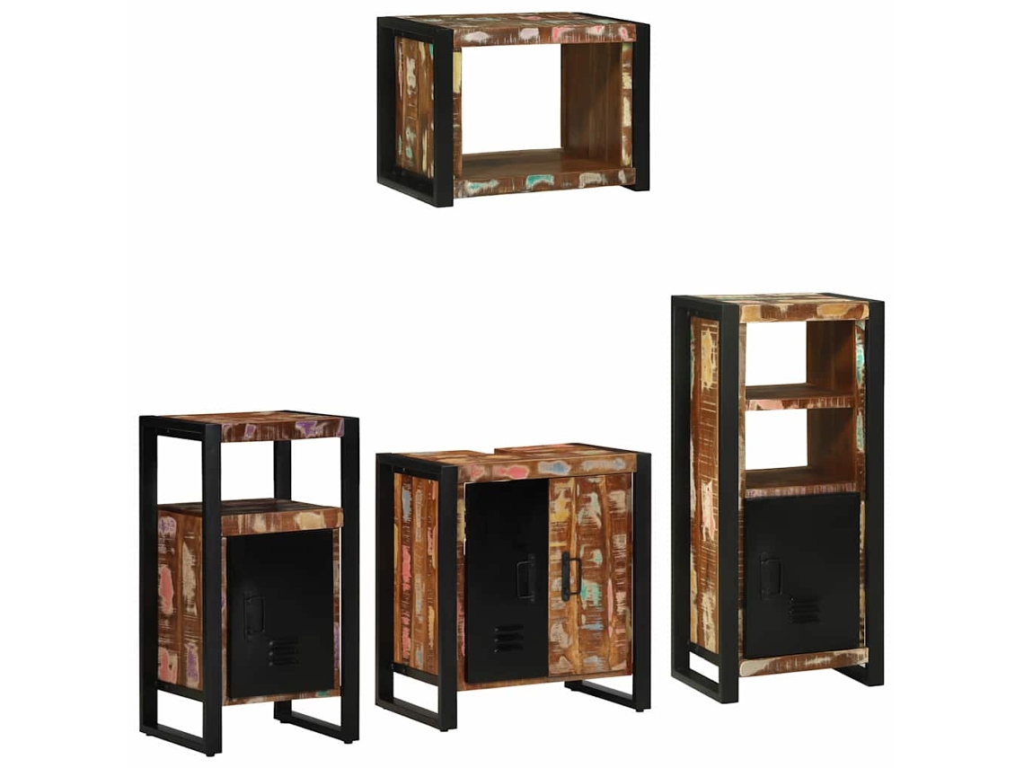 Maison Exclusive - Juego De Muebles De Baño 4 Pcs Madera Sólida Recuperada